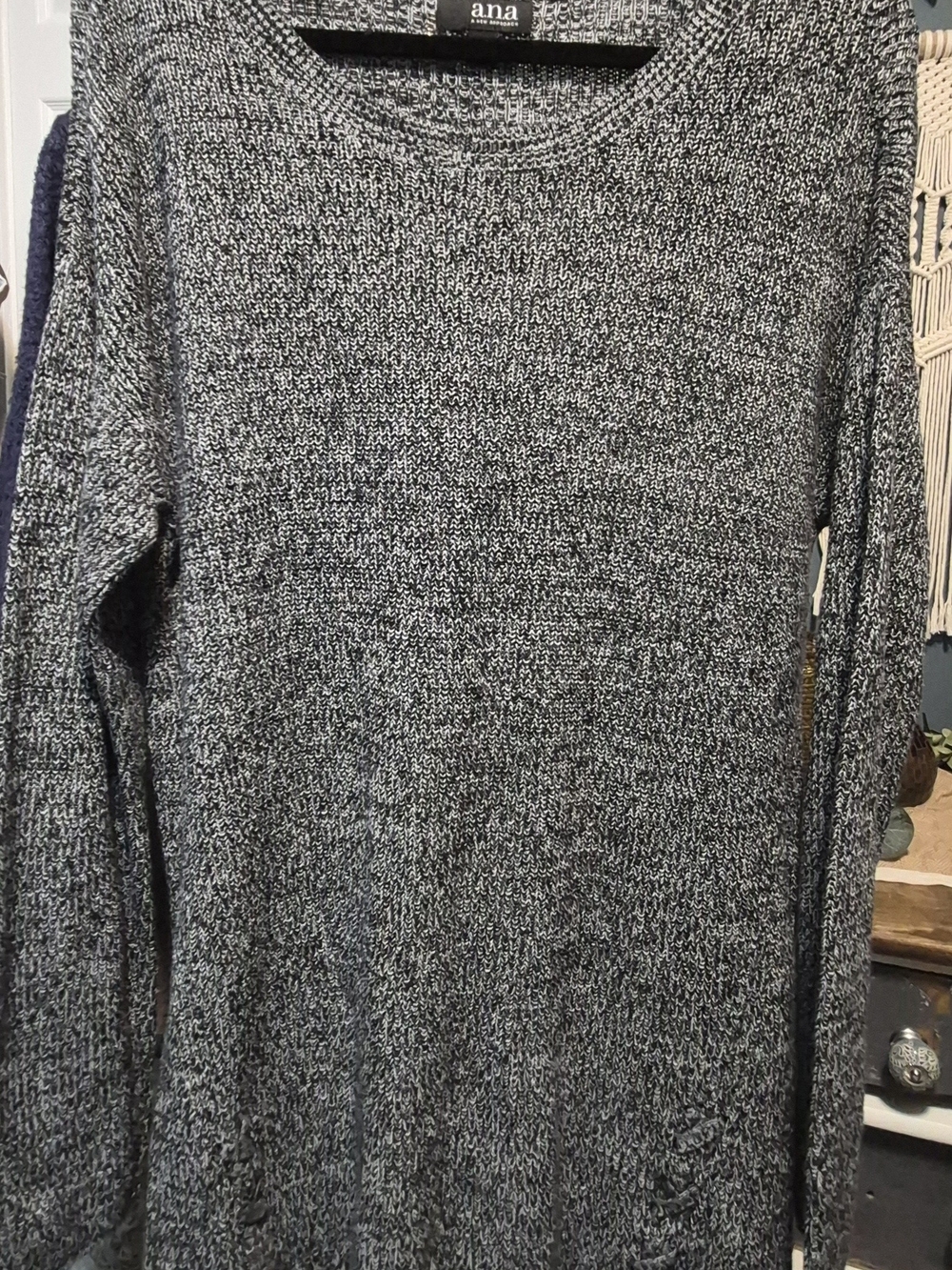 a.n.a Black & White Marled Crewneck Pullover Sz XL